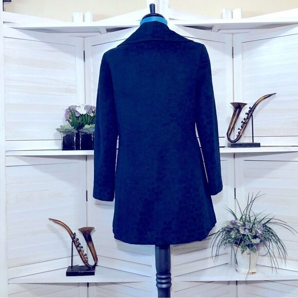 Vintage 90s Y2K Navy Blue Cotton Blend Pea Coat - Medium - Picture 2 of 8